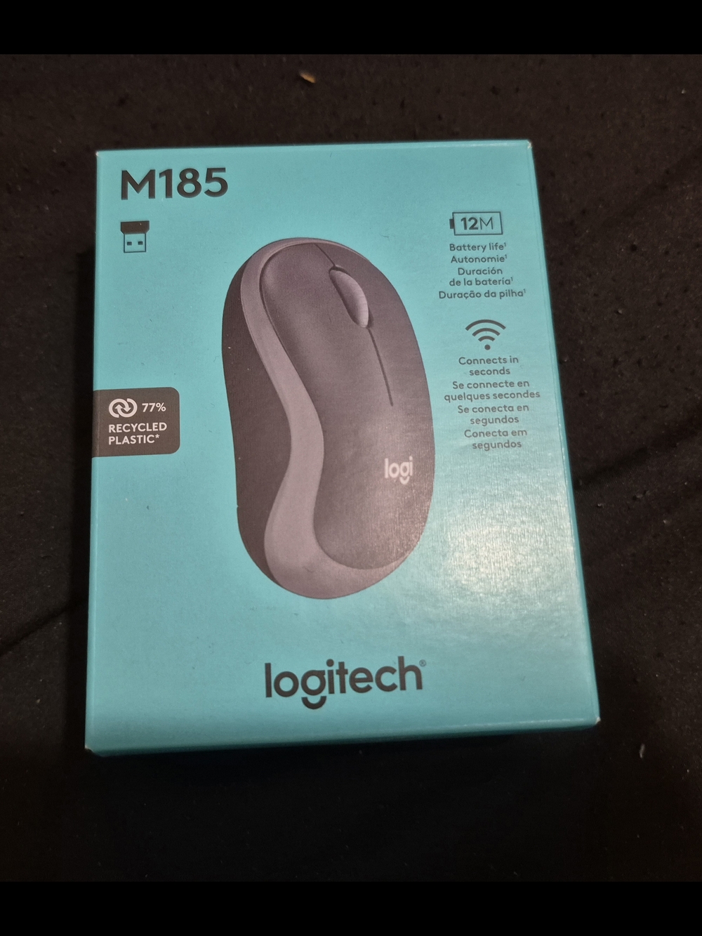 Logitech M185 Wireless Mouse - Black and Gray